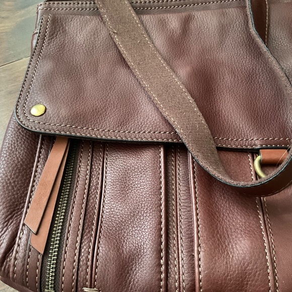 Fossil crossbody purse handbag, pebbled leather brown, great condition - Picture 11 of 16